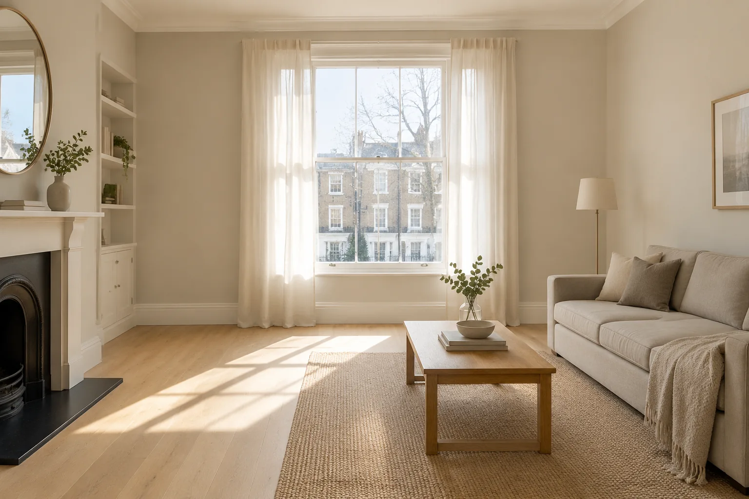 About Bright empty living room of a rented apartment